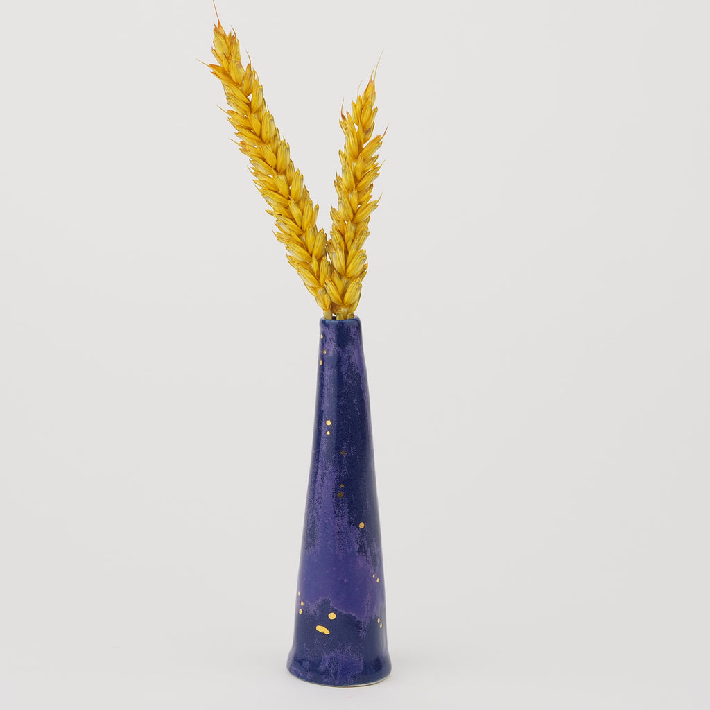 Seconds Collection: Glossy Bud Vase With Golden Dots