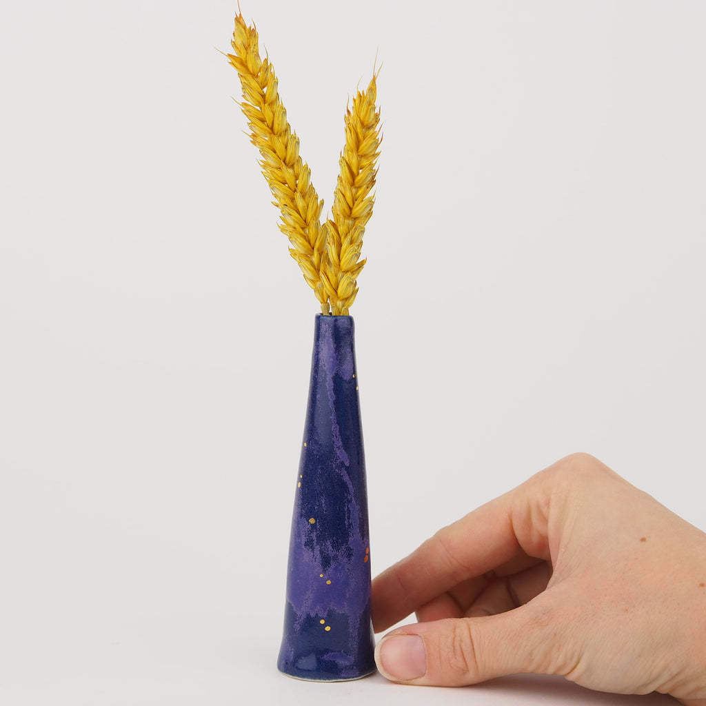 Seconds Collection: Glossy Bud Vase With Golden Dots